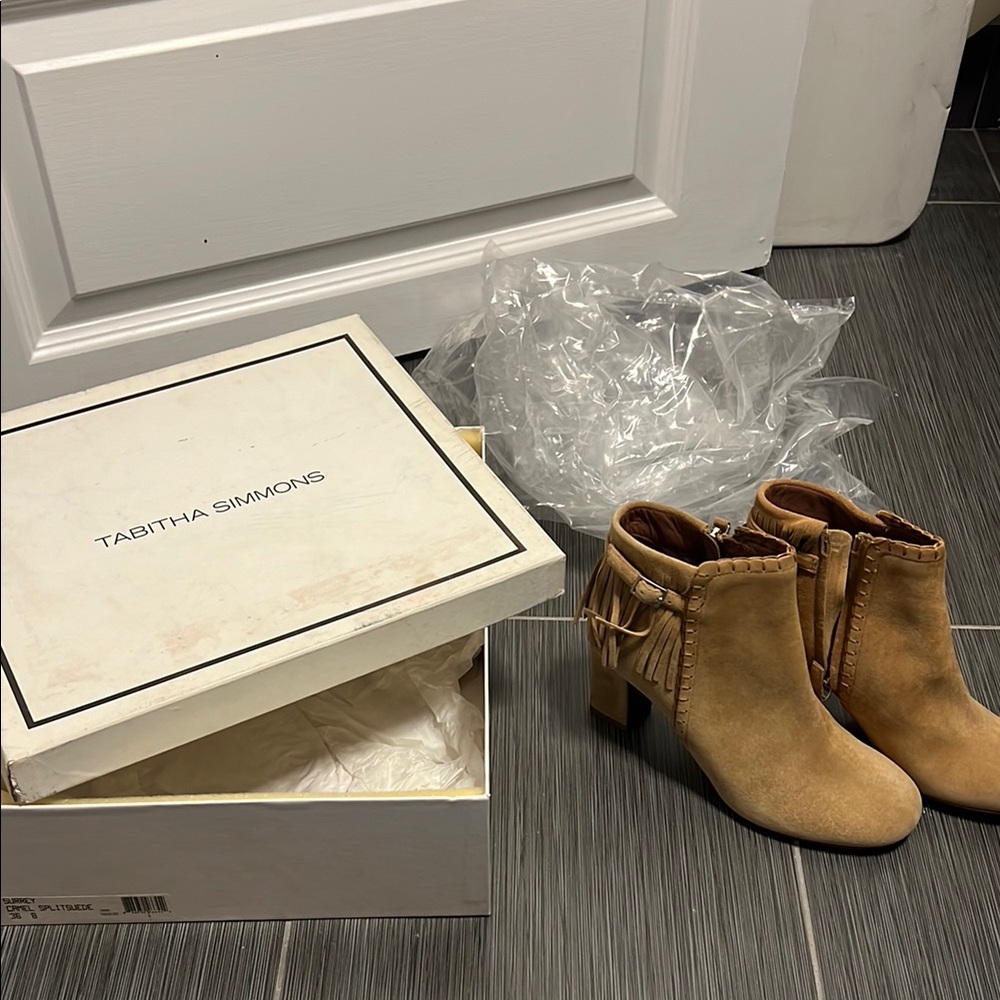 Tabitha Simmons Tan Suede Ankle Boots